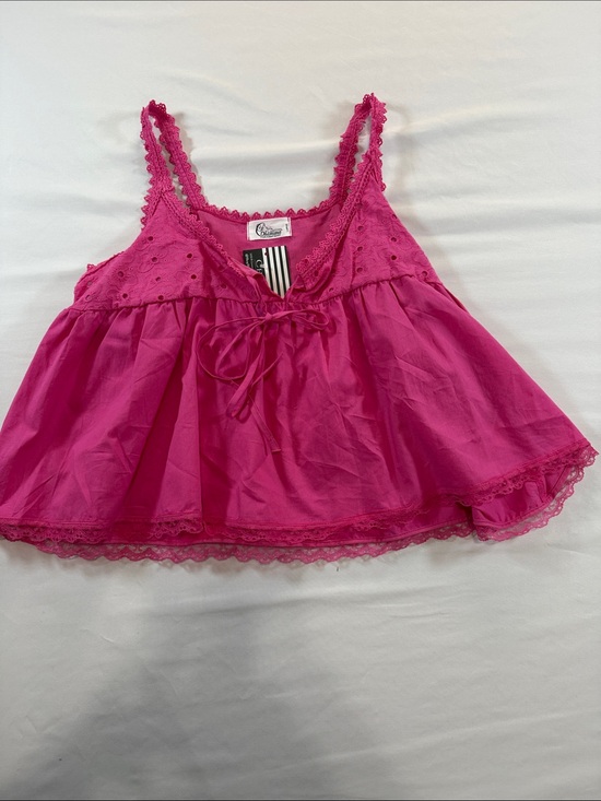 Charisma Tops - Charisma Fuchsia Lace-Trim Camisole Top Size L